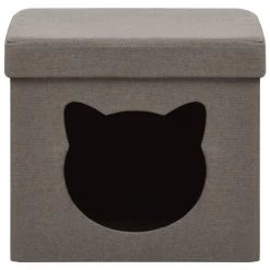 VidaXL Opbergkruk Met Kattenpatroon Inklapbaar Stof Taupe -ZitMeester ComfortDesign 75fe10f1468d40cda697e2527d0a5fae