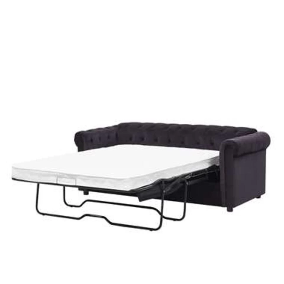 Beliani Driezitsbank - CHESTERFIELD Zwart Fluweel 6 Beliani Driezitsbank - CHESTERFIELD Zwart Fluweel - Image 4