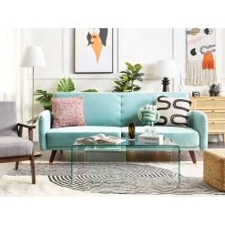 Beliani Driezitsbank - SENJA Blauw Fluweel -ZitMeester ComfortDesign 77926ae0d4924bddacbba588508280c1