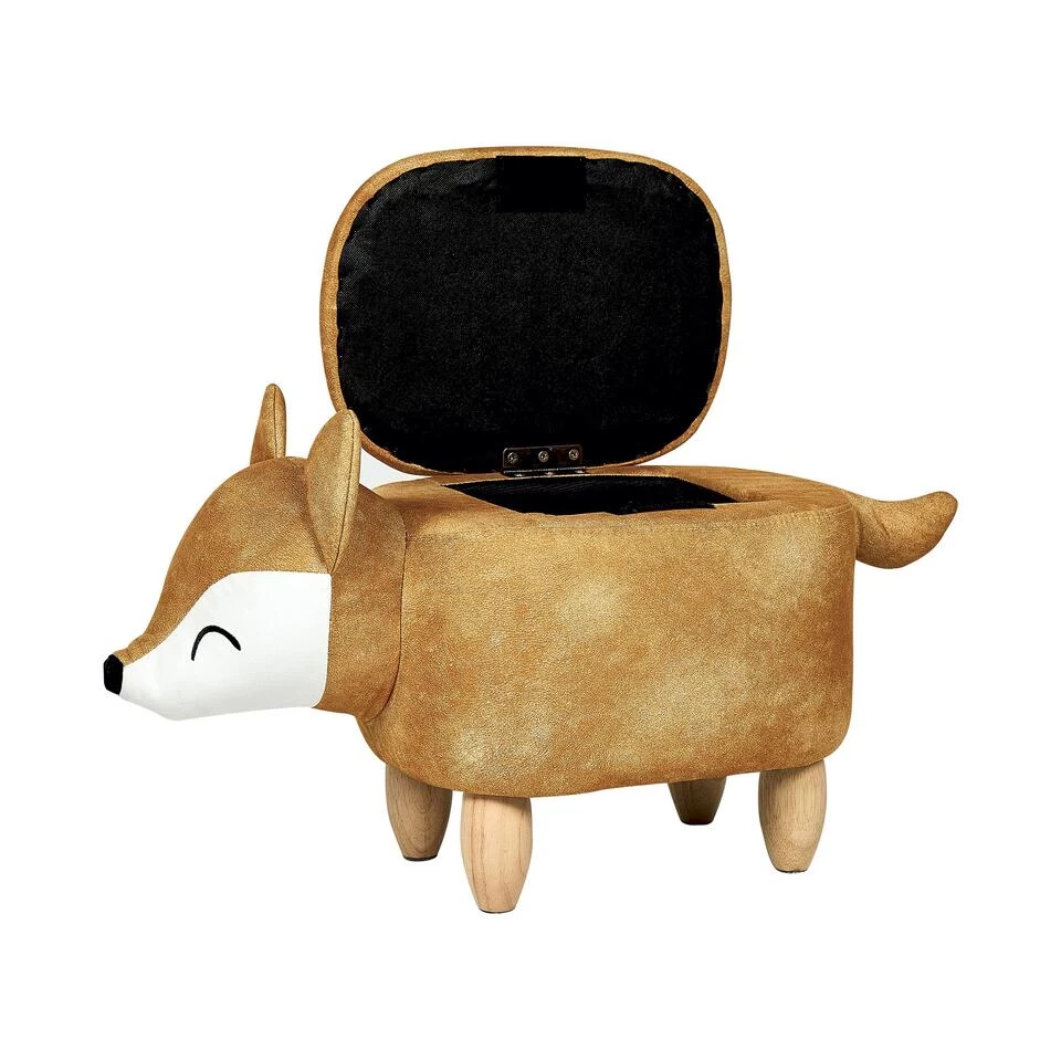 Beliani Dierenhocker FOX - Oranje Fluweel 6 Beliani Dierenhocker FOX - Oranje Fluweel - Image 4