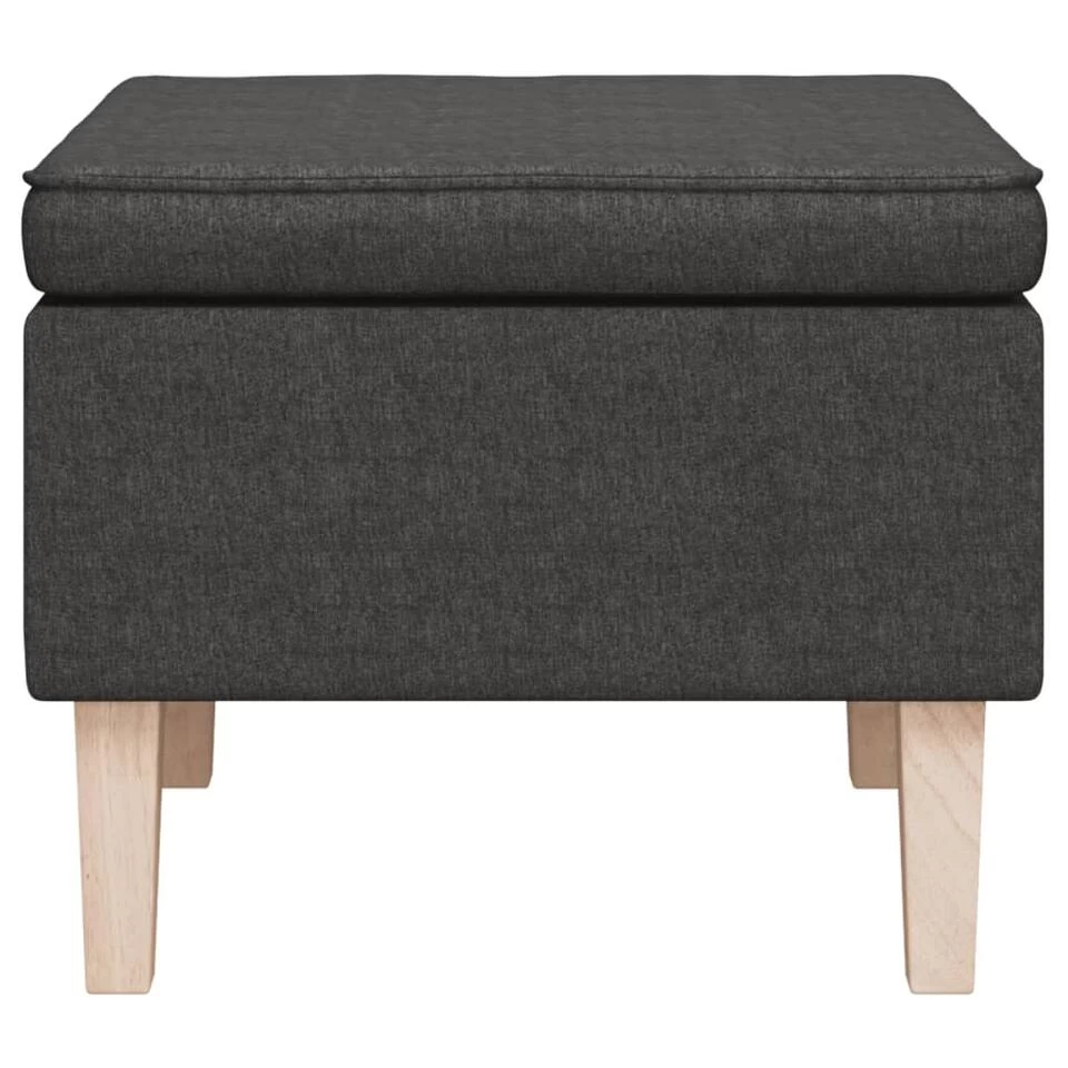 VidaXL Kruk Met Houten Poten Stof Donkergrijs 5 VidaXL Kruk Met Houten Poten Stof Donkergrijs - Image 3