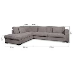 Hoekbank Stuttgart Groot Links - Ribcord - Antraciet -ZitMeester ComfortDesign 81004581 9600