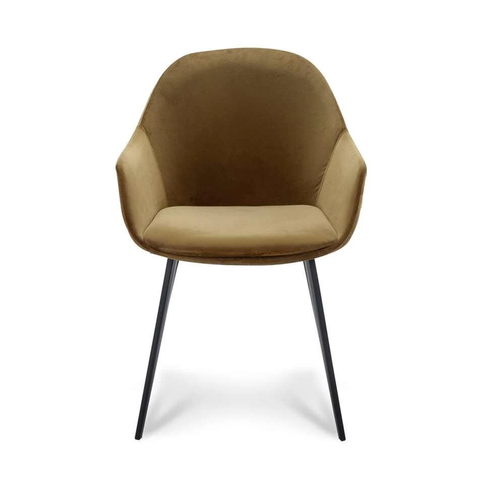 Eetkamerstoel Rouen - Velvet - Goudkleurig (2 Stuks) 3 Eetkamerstoel Rouen - Velvet - Goudkleurig (2 Stuks)