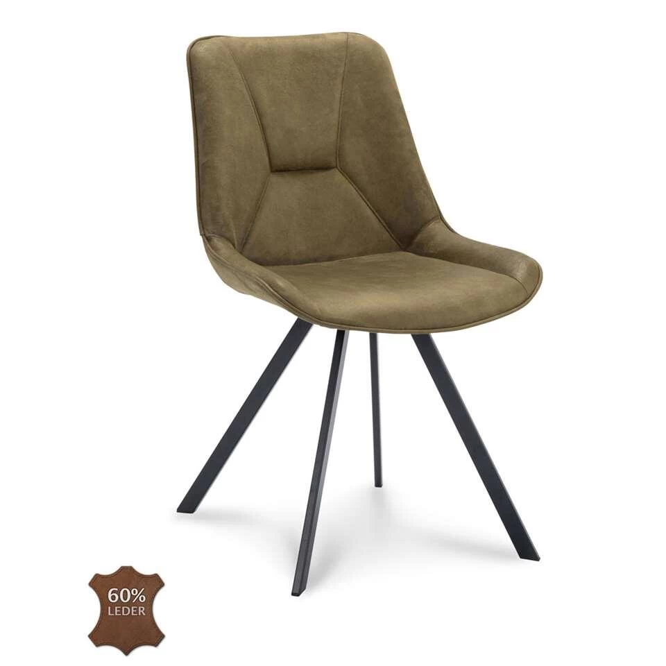 Eetkamerstoel Brent - Microleder - Mosgroen - 2 Stuks 3 Eetkamerstoel Brent - Microleder - Mosgroen - 2 Stuks