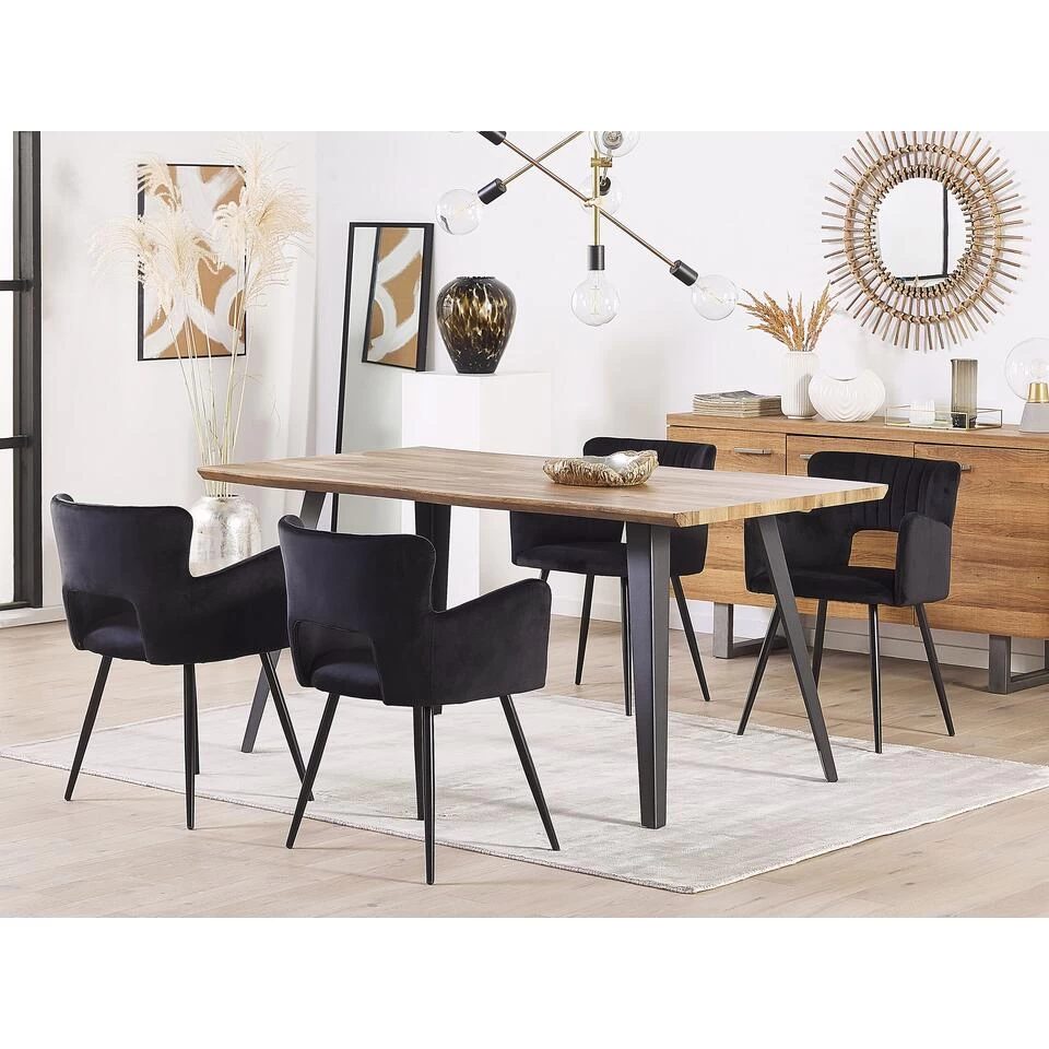 Beliani Eetkamerstoel SANILAC - Zwart Fluweel 4 Beliani Eetkamerstoel SANILAC - Zwart Fluweel - Image 2