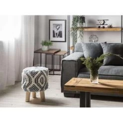 Beliani Hocker AGRA - Wit Wol, Katoen -ZitMeester ComfortDesign 8b5f8500068448cfacedd6488fd6537a