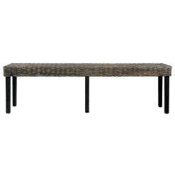 VidaXL Bankje 160 Cm Natuurlijk Kubu Rattan En Massief Mangohout Zwart -ZitMeester ComfortDesign 8ecdf746dfb04868bf718529c34c1b0d
