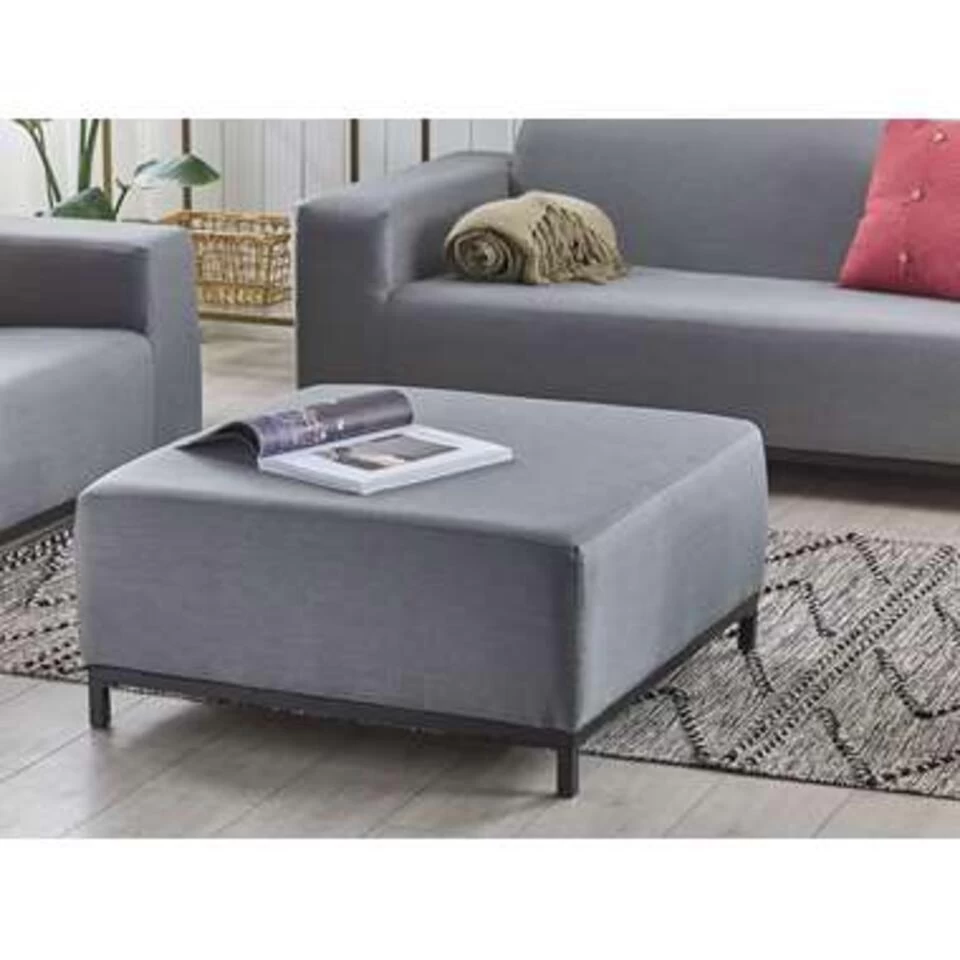 Beliani Ottomaan ROVIGO - Grijs Polyester 5 Beliani Ottomaan ROVIGO - Grijs Polyester - Image 3