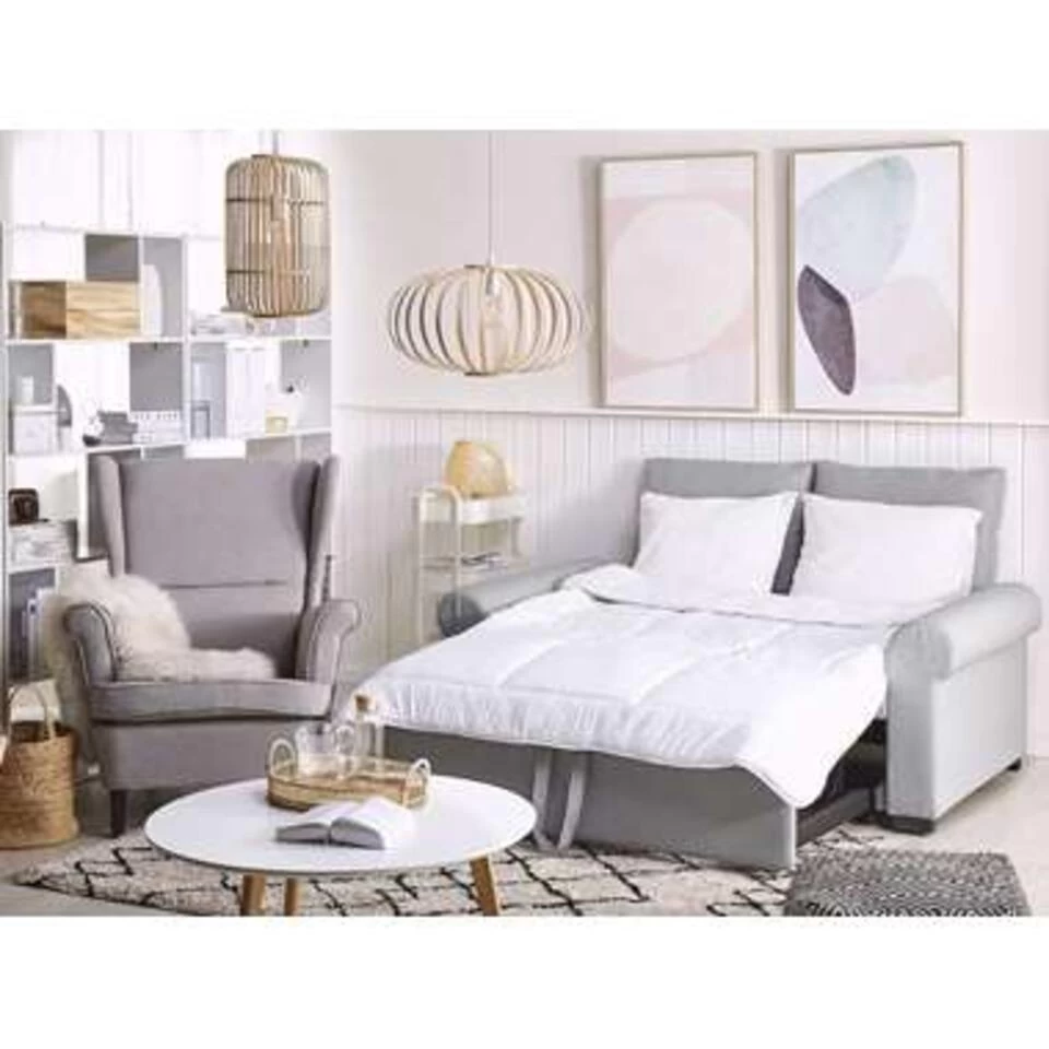 Beliani Slaapbank - SILDA Grijs Polyester 5 Beliani Slaapbank - SILDA Grijs Polyester - Image 3