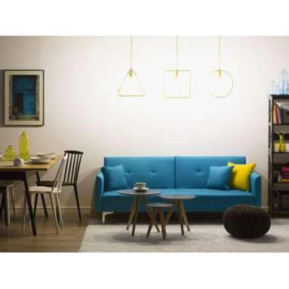 Beliani Driezitsbank - LUCAN Blauw Polyester 4 Beliani Driezitsbank - LUCAN Blauw Polyester - Image 2