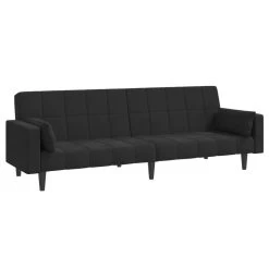 VidaXL Slaapbank 2-zits Met 2 Kussens En Voetenbank Fluweel Zwart -ZitMeester ComfortDesign 9a313b3f65044411b3298c976449c3be