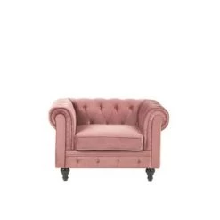 Beliani Fauteuil CHESTERFIELD - Roze Fluweel -ZitMeester ComfortDesign 9dba52478b294214abbccd8b0f59e540