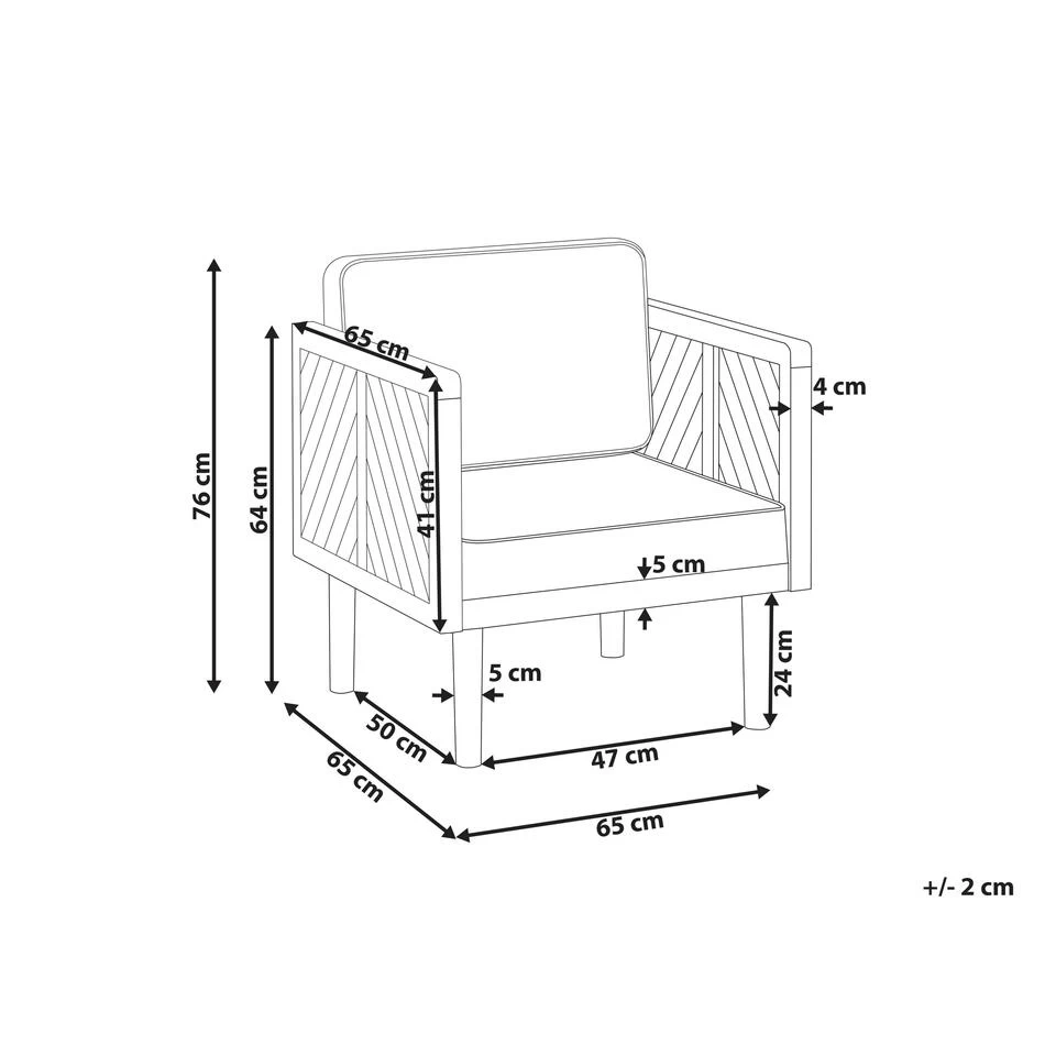 Beliani Fauteuil BARATTI - Lichte Houtkleur Acaciahout 5 Beliani Fauteuil BARATTI - Lichte Houtkleur Acaciahout - Image 3