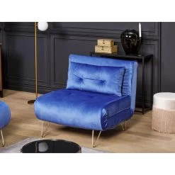 Beliani Eenpersoonsbank - VESTFOLD Blauw Fluweel -ZitMeester ComfortDesign a0f02b02b4ac455a908cc451ba540e71
