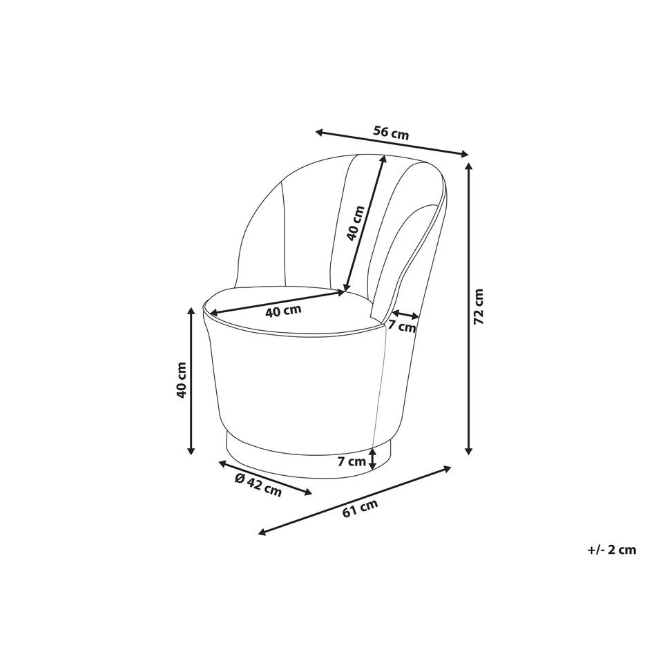 Beliani Fauteuil ALBY - Zwart Fluweel 5 Beliani Fauteuil ALBY - Zwart Fluweel - Image 3