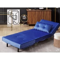 Beliani Eenpersoonsbank - VESTFOLD Blauw Fluweel -ZitMeester ComfortDesign a220dc210f104287a00111b29d8a5bb1