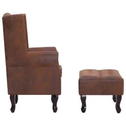 VidaXL Fauteuil En Voetenbank Chesterfield-stijl Kunstsuède Bruin -ZitMeester ComfortDesign a2879054251d4744b17e532ce32deb87