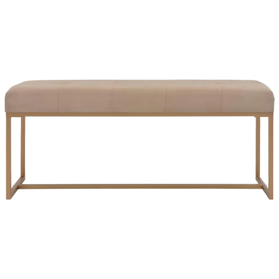 VidaXL Bankje 120 Cm Fluweel Beige 4 VidaXL Bankje 120 Cm Fluweel Beige - Image 2