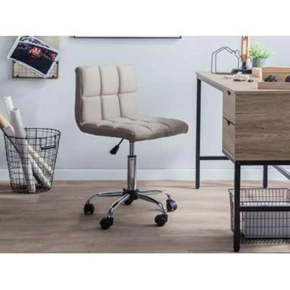 Beliani Bureaustoel MARION - Beige Polyester 4 Beliani Bureaustoel MARION - Beige Polyester - Image 2