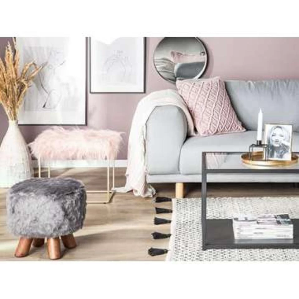 Beliani Hocker MANHATTAN - Roze Polyester 4 Beliani Hocker MANHATTAN - Roze Polyester - Image 2