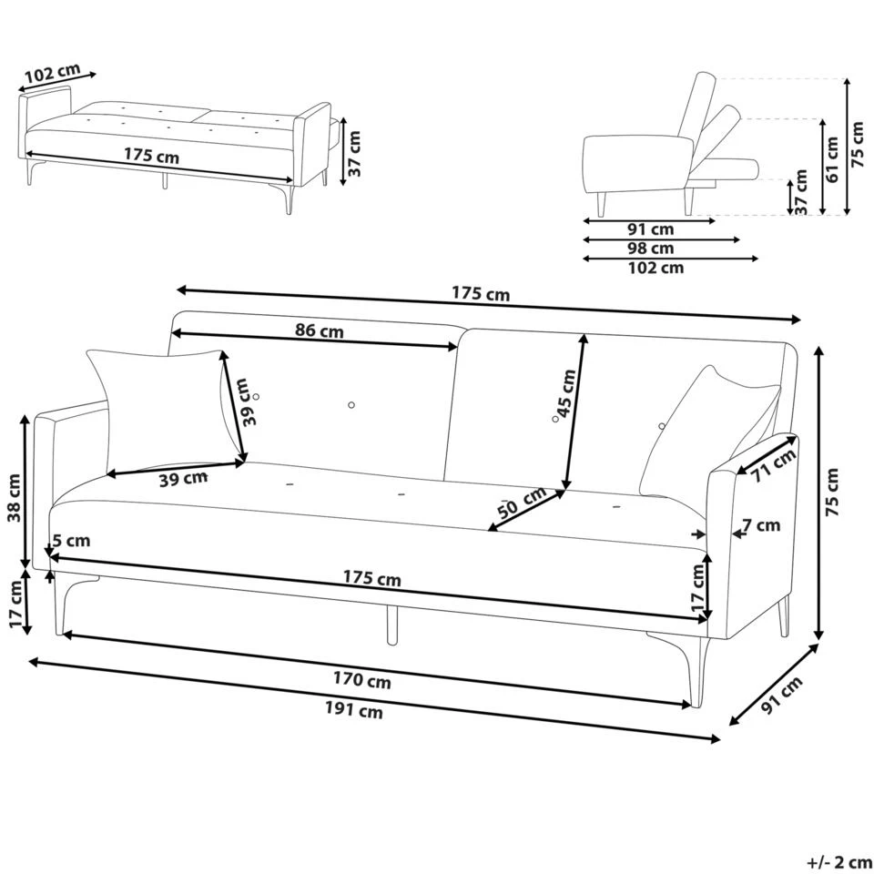 Beliani Driezitsbank - LUCAN Roze Fluweel 6 Beliani Driezitsbank - LUCAN Roze Fluweel - Image 4