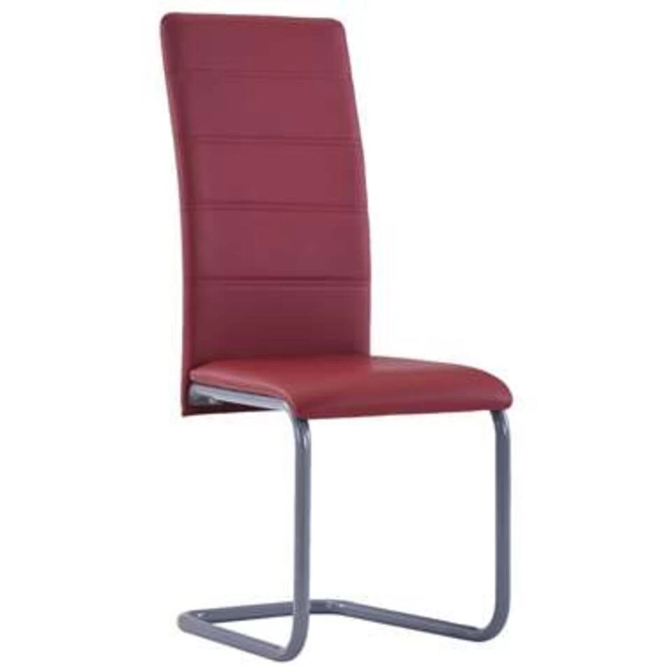 VidaXL Eetkamerstoelen 2 St Kunstleer Rood 4 VidaXL Eetkamerstoelen 2 St Kunstleer Rood - Image 2