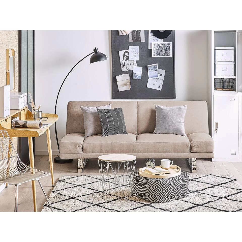 Beliani Slaapbank - YORK Beige Polyester 4 Beliani Slaapbank - YORK Beige Polyester - Image 2