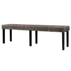 VidaXL Bankje 160 Cm Natuurlijk Kubu Rattan En Massief Mangohout Zwart -ZitMeester ComfortDesign af98d8c573b74eea9056cde2c22e6a63