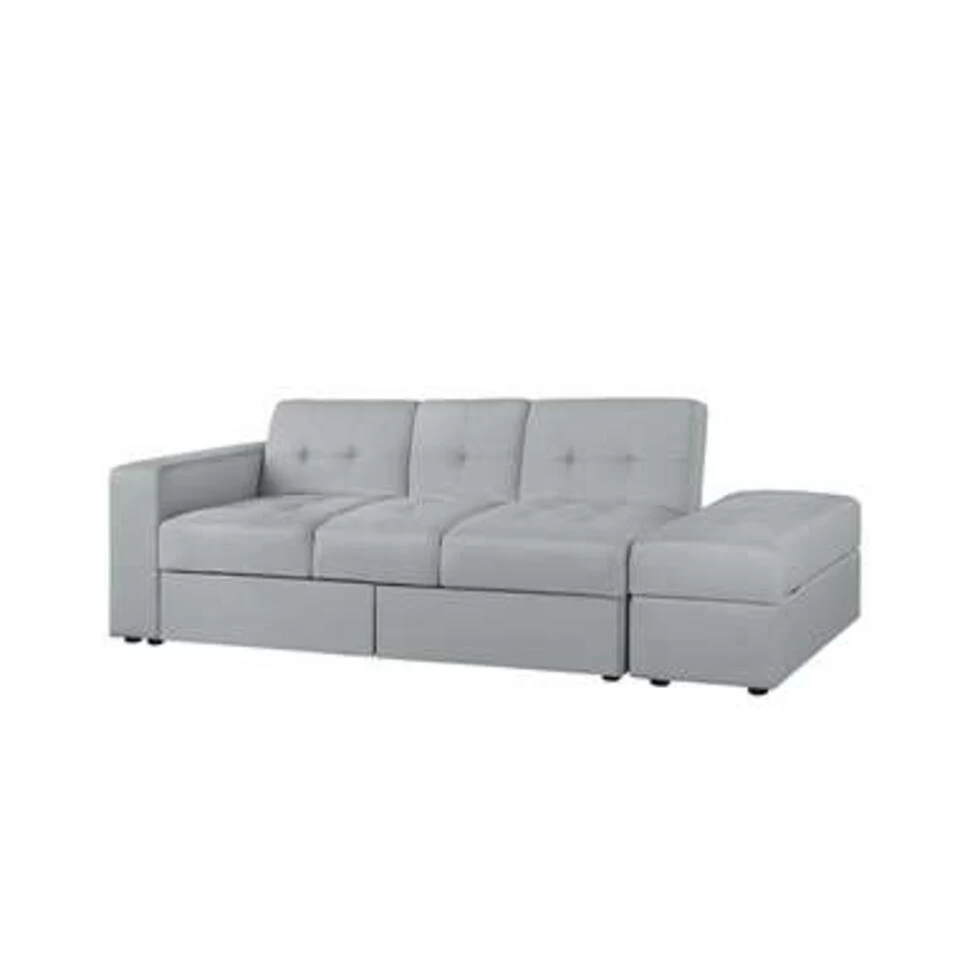 Beliani Driezitsbank - FALSTER Grijs Polyester 6 Beliani Driezitsbank - FALSTER Grijs Polyester - Image 4