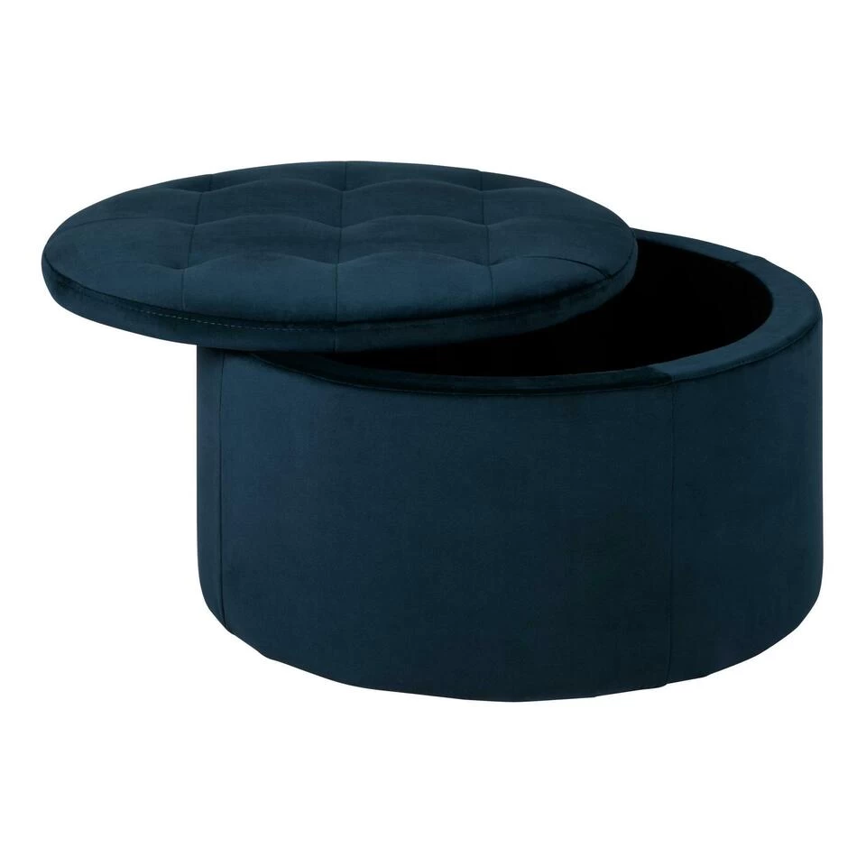 Sohome Poef Takeesha - Velvet - Blauw 4 Sohome Poef Takeesha - Velvet - Blauw - Image 2