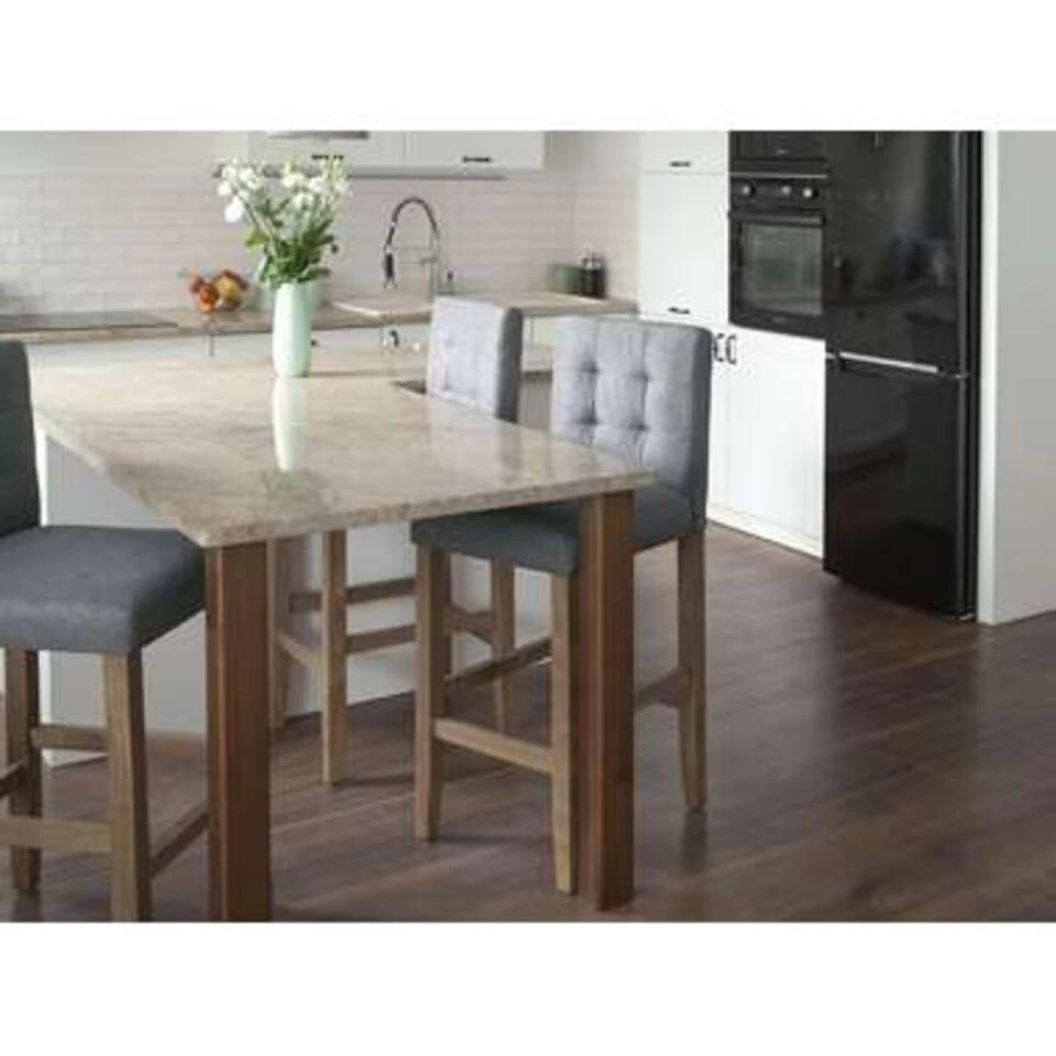 Beliani Barkruk MADISON - Grijs Polyester 4 Beliani Barkruk MADISON - Grijs Polyester - Image 2