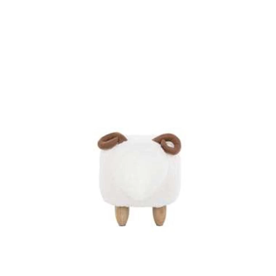 Beliani Hocker LAMB - Wit Polyester 6 Beliani Hocker LAMB - Wit Polyester - Image 4