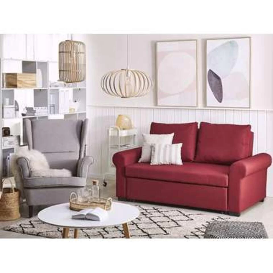 Beliani Slaapbank - SILDA Rood Polyester 4 Beliani Slaapbank - SILDA Rood Polyester - Image 2