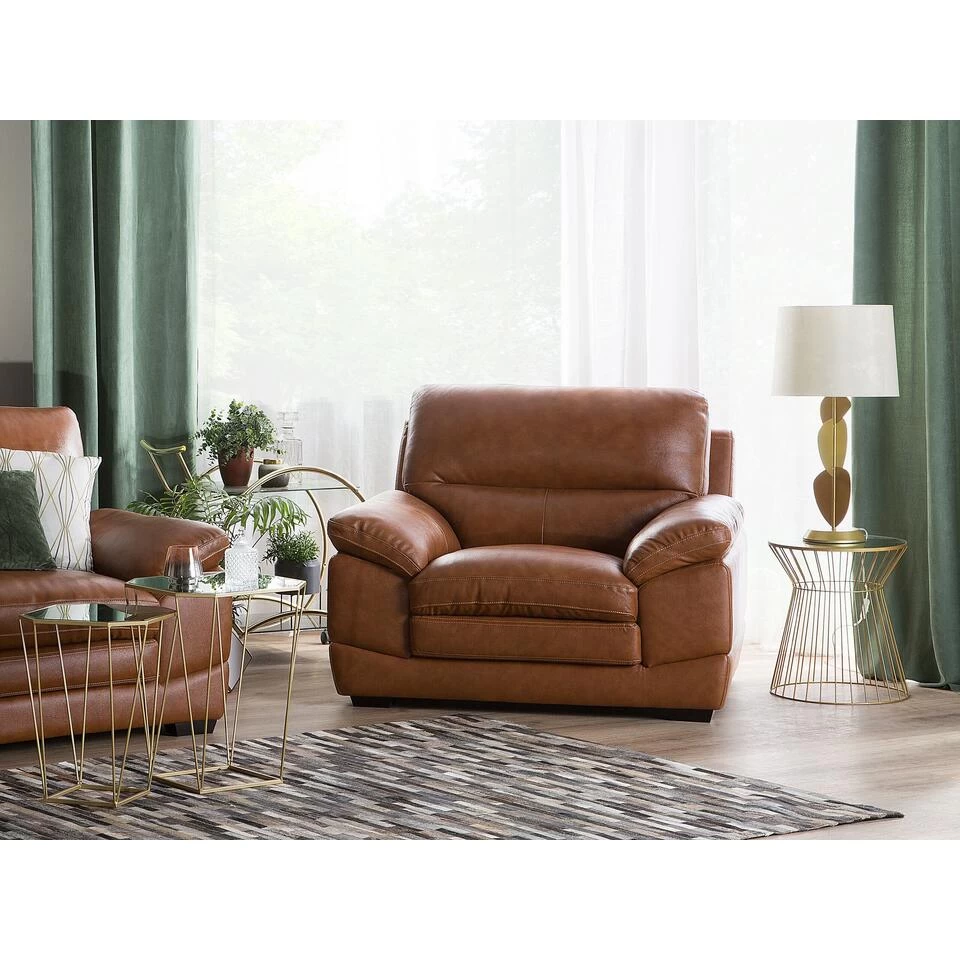 Beliani Fauteuil HORTEN - Bruin Kunstleer 4 Beliani Fauteuil HORTEN - Bruin Kunstleer - Image 2