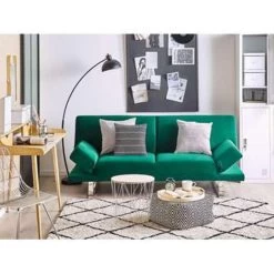 Beliani Slaapbank - YORK Groen Fluweel -ZitMeester ComfortDesign bff13a4003994228aeb57b1697e3197c