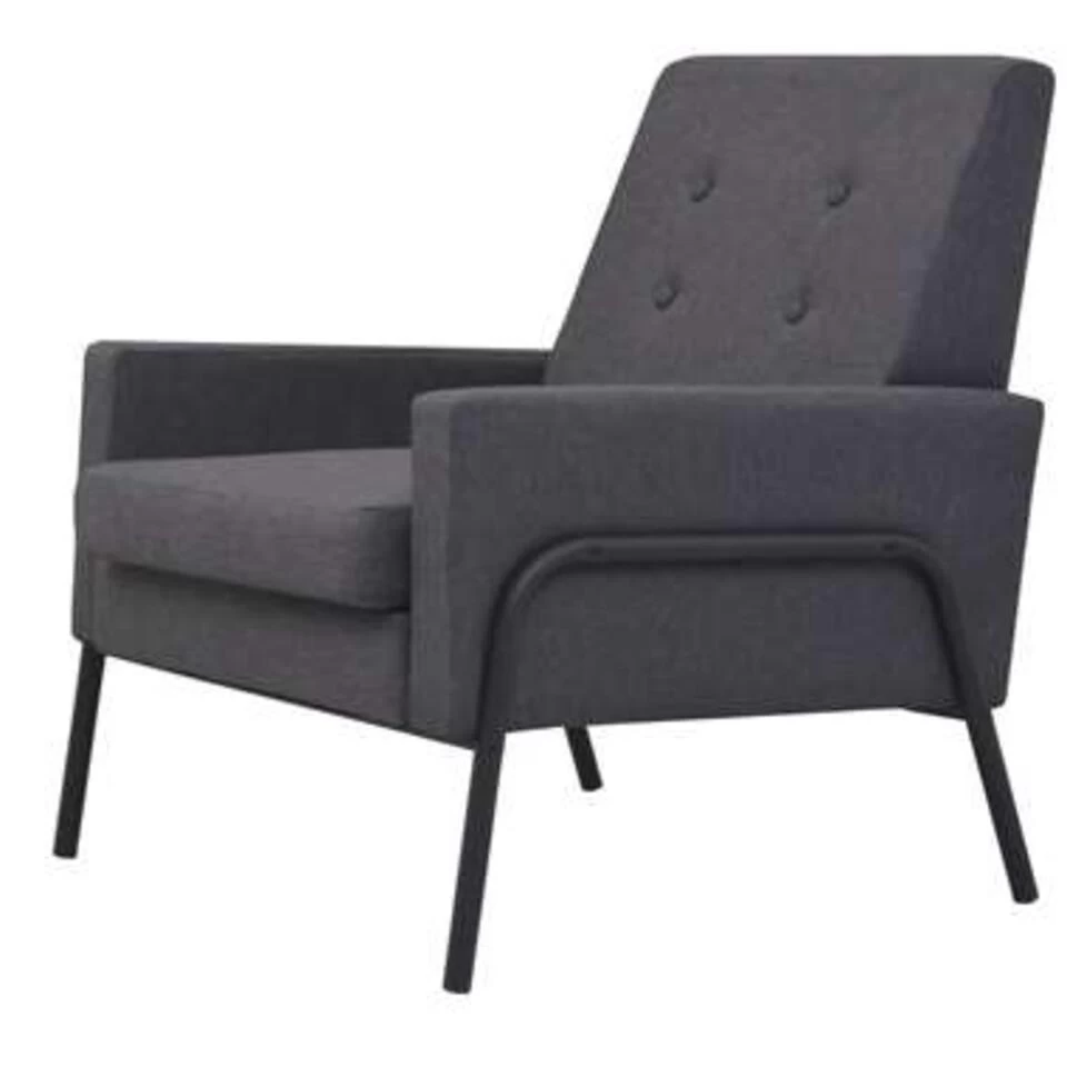 VidaXL Fauteuil Staal En Stof Donkergrijs 5 VidaXL Fauteuil Staal En Stof Donkergrijs - Afbeelding 3