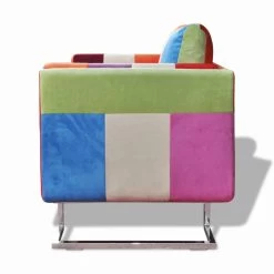 VidaXL Fauteuil Met Patchwork Ontwerp En Verchroomde Poten Kubus Stof -ZitMeester ComfortDesign c352cfcc2eea485ba32914c17c83b8ce