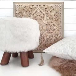 Beliani Hocker IOWA - Wit Polyester -ZitMeester ComfortDesign cae2f08a5dcd4f56af475931a4d1ba17