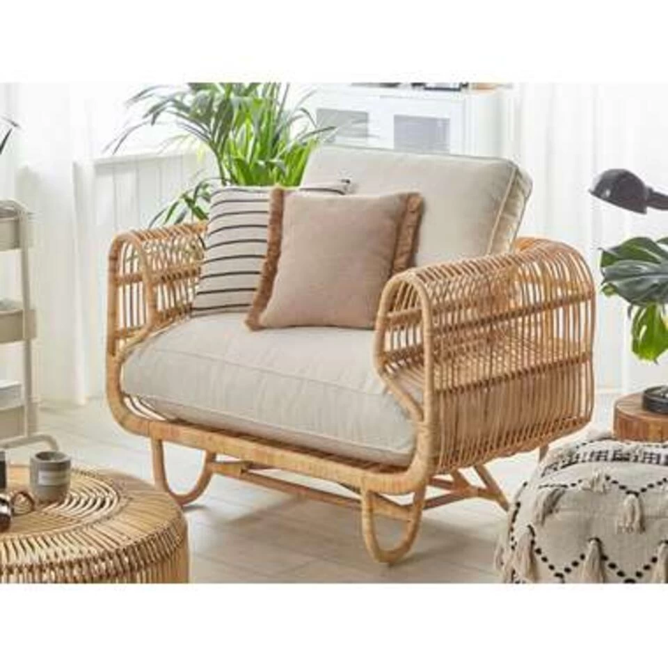 Beliani Fauteuil DOLCEDO - Beige Rotan 5 Beliani Fauteuil DOLCEDO - Beige Rotan - Image 3