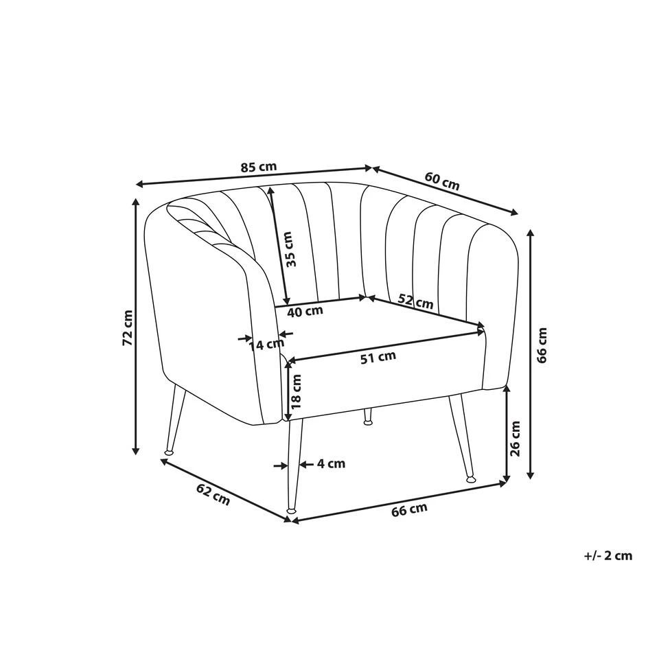 Beliani Fauteuil LACONIA - Blauw Fluweel 5 Beliani Fauteuil LACONIA - Blauw Fluweel - Image 3