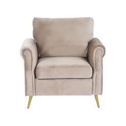 Beliani Fauteuil VIETAS - Beige Fluweel -ZitMeester ComfortDesign d09d89ba9b164aad9c7bb161ceca3f31