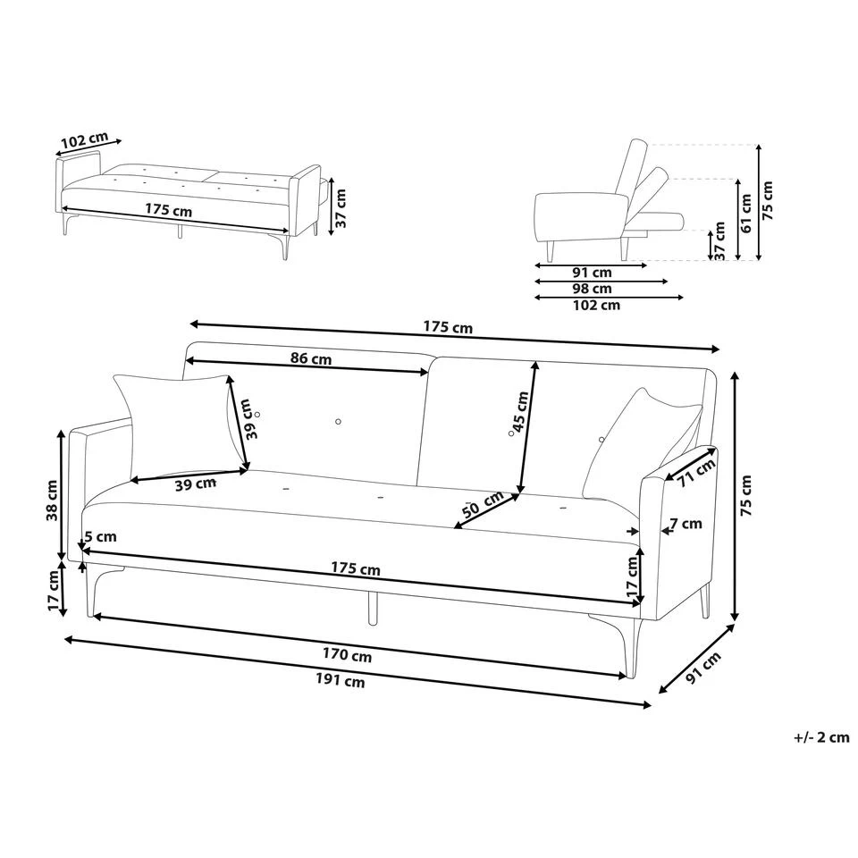 Beliani Driezitsbank - LUCAN Oranje Fluweel 5 Beliani Driezitsbank - LUCAN Oranje Fluweel - Image 3