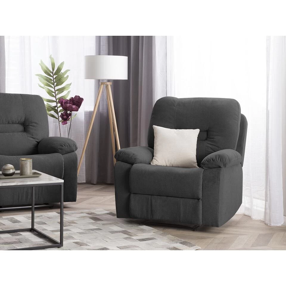 Beliani Fauteuil BERGEN - Grijs Polyester 4 Beliani Fauteuil BERGEN - Grijs Polyester - Image 2