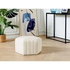 Beliani Poef MURIETTA - Wit Fluweel -ZitMeester ComfortDesign e12187f2fc2b4fb8b271f9f5c5954b3f