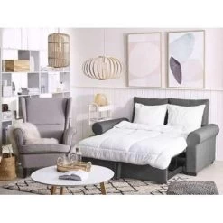 Beliani Slaapbank - SILDA Grijs Polyester -ZitMeester ComfortDesign e8269039aeed45619ea38e78d90d67cb