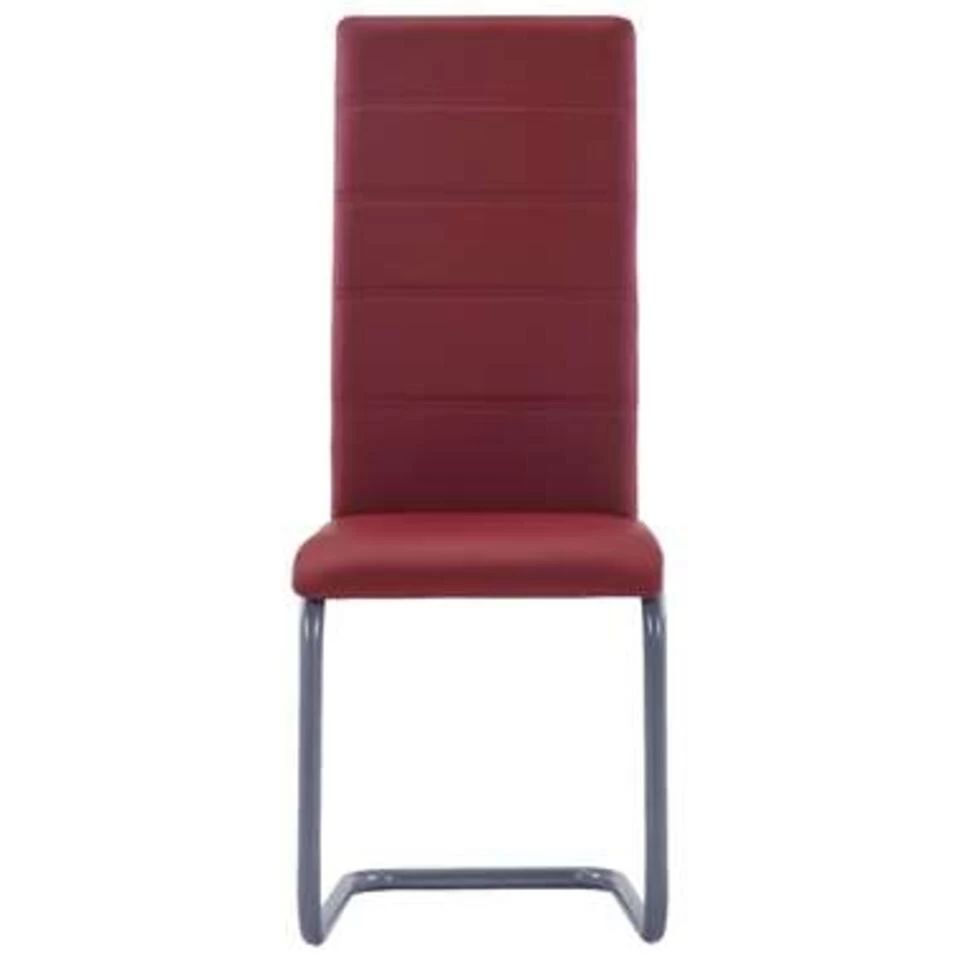 VidaXL Eetkamerstoelen 2 St Kunstleer Rood 5 VidaXL Eetkamerstoelen 2 St Kunstleer Rood - Image 3