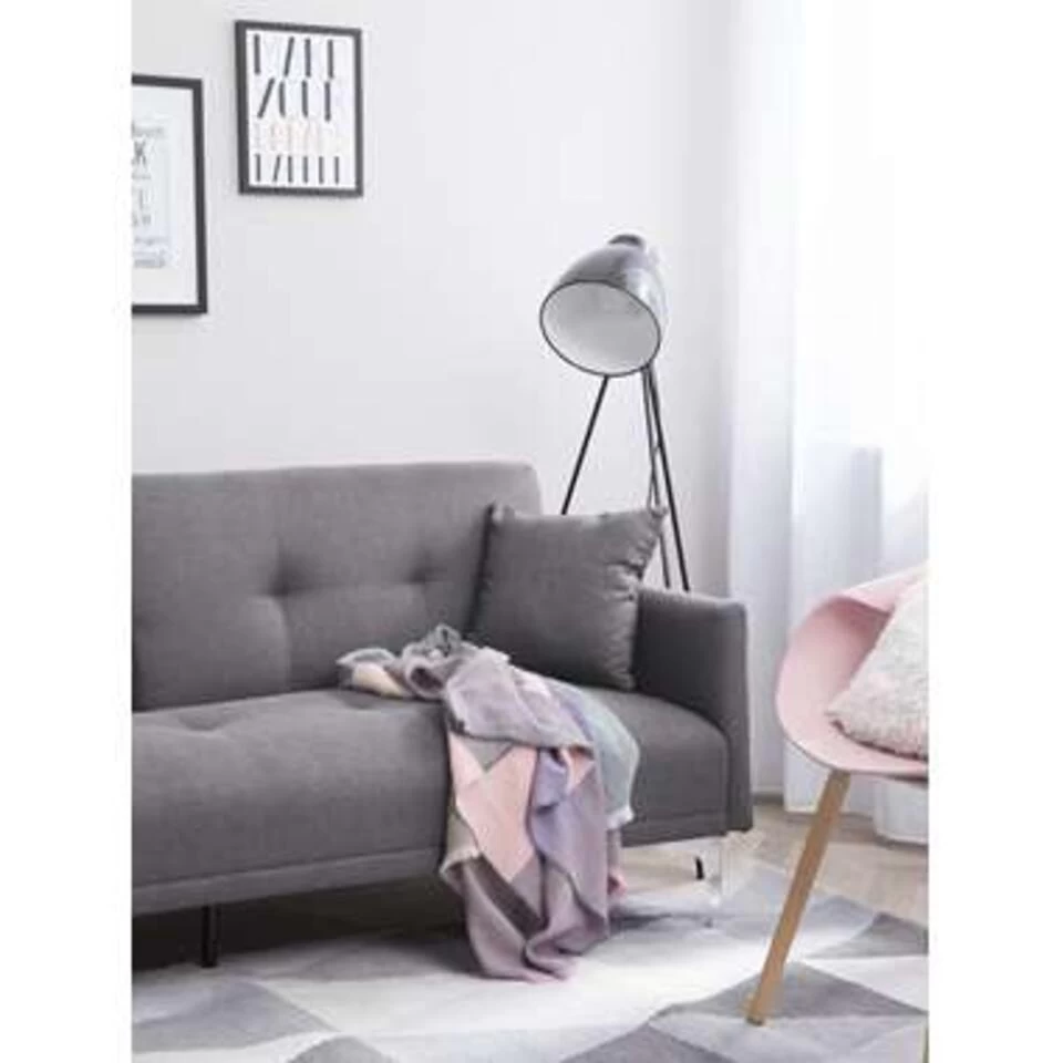 Beliani Slaapbank - LUCAN Grijs Polyester 5 Beliani Slaapbank - LUCAN Grijs Polyester - Image 3