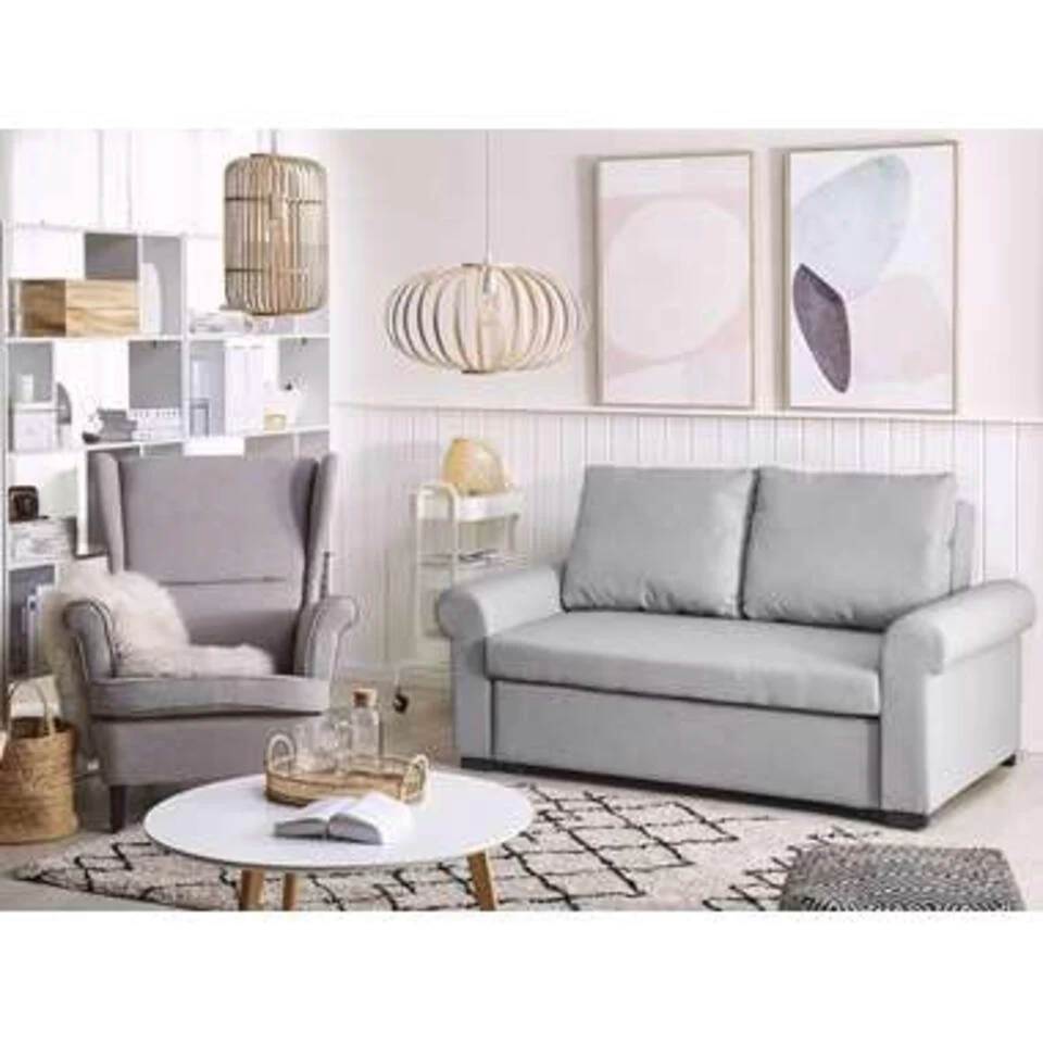 Beliani Slaapbank - SILDA Grijs Polyester 4 Beliani Slaapbank - SILDA Grijs Polyester - Image 2