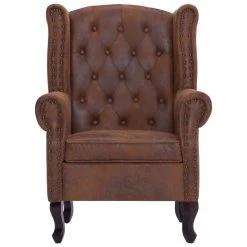 VidaXL Fauteuil En Voetenbank Chesterfield-stijl Kunstsuède Bruin -ZitMeester ComfortDesign f8c67b80f8694d30a4a9e39ef9aa9566