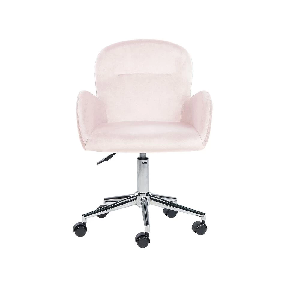 Beliani Bureaustoel PRIDDY - Roze Fluweel 6 Beliani Bureaustoel PRIDDY - Roze Fluweel - Image 4